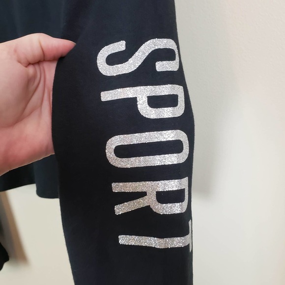 Victoria Sport Black Long Sleeve Casual Crop Top Shirt Women's Size Medium - Picture 5 of 7